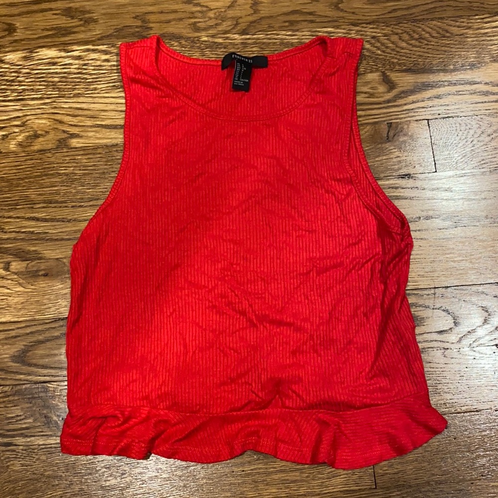 Red Ruffle Hem Tank Top - Picture 4 of 4